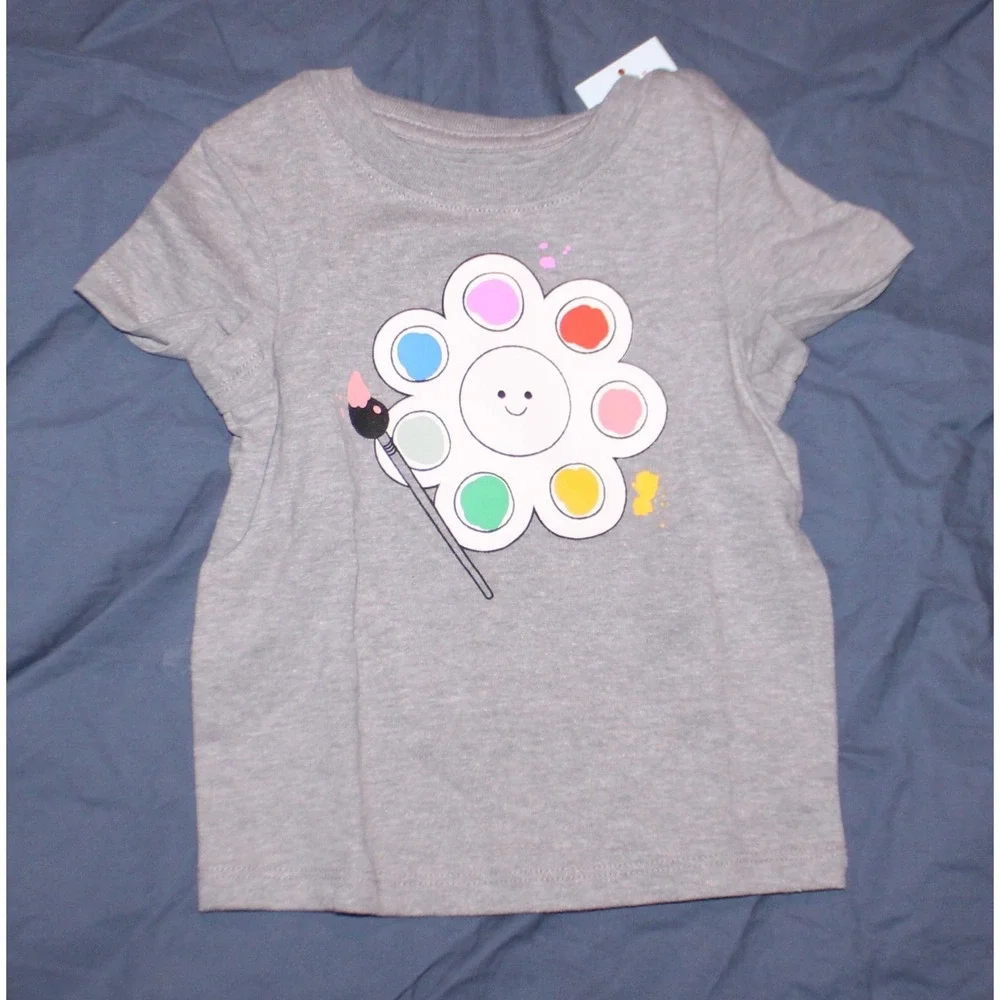 Girls Cat & Jack Grey palette short Sleeve T Shirt Size 2T NEW
